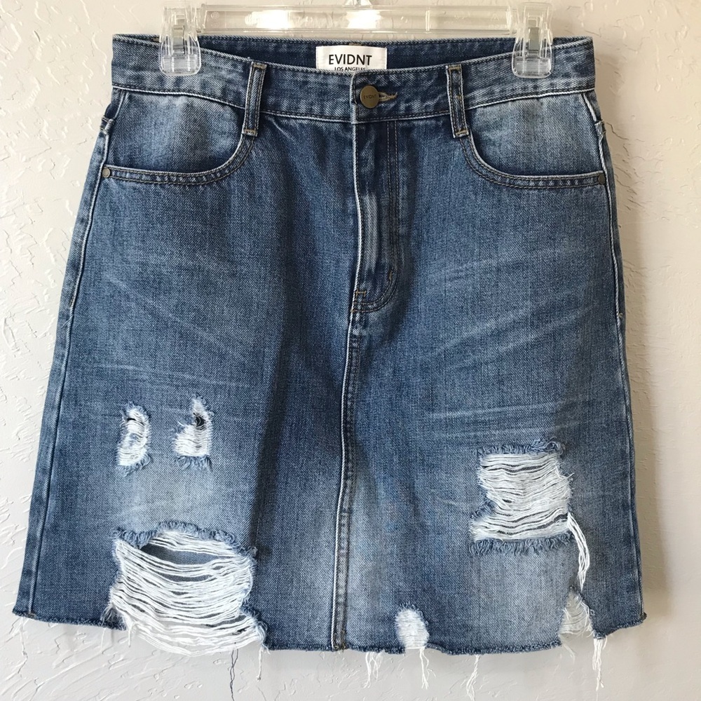 Evidnt Distressed Jean Skirt